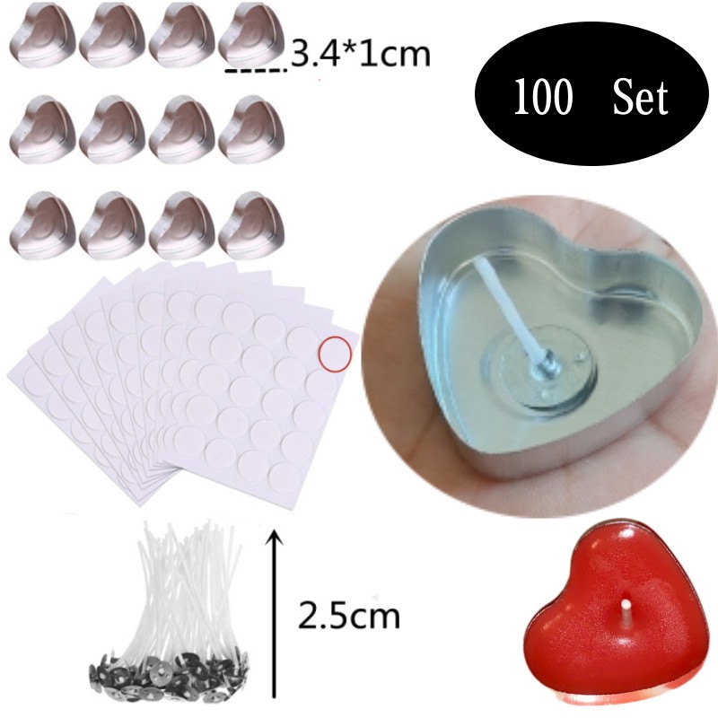Candle Making Easy - 100 Sets hartvormige Lege Aluminium Theelichtje
