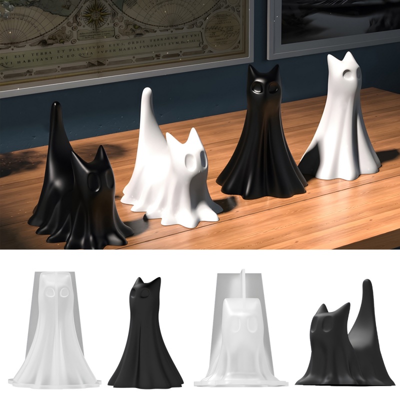 Candle Making Tutorial - Ghost Cat Halloween Desktop Ornament Gips