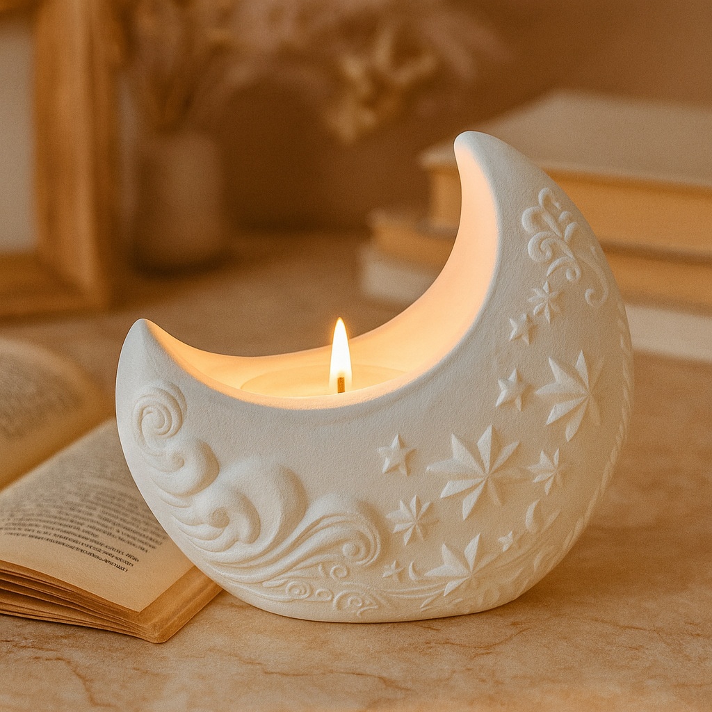 Candle Making Process - 3D reliëf maan gips hars mal