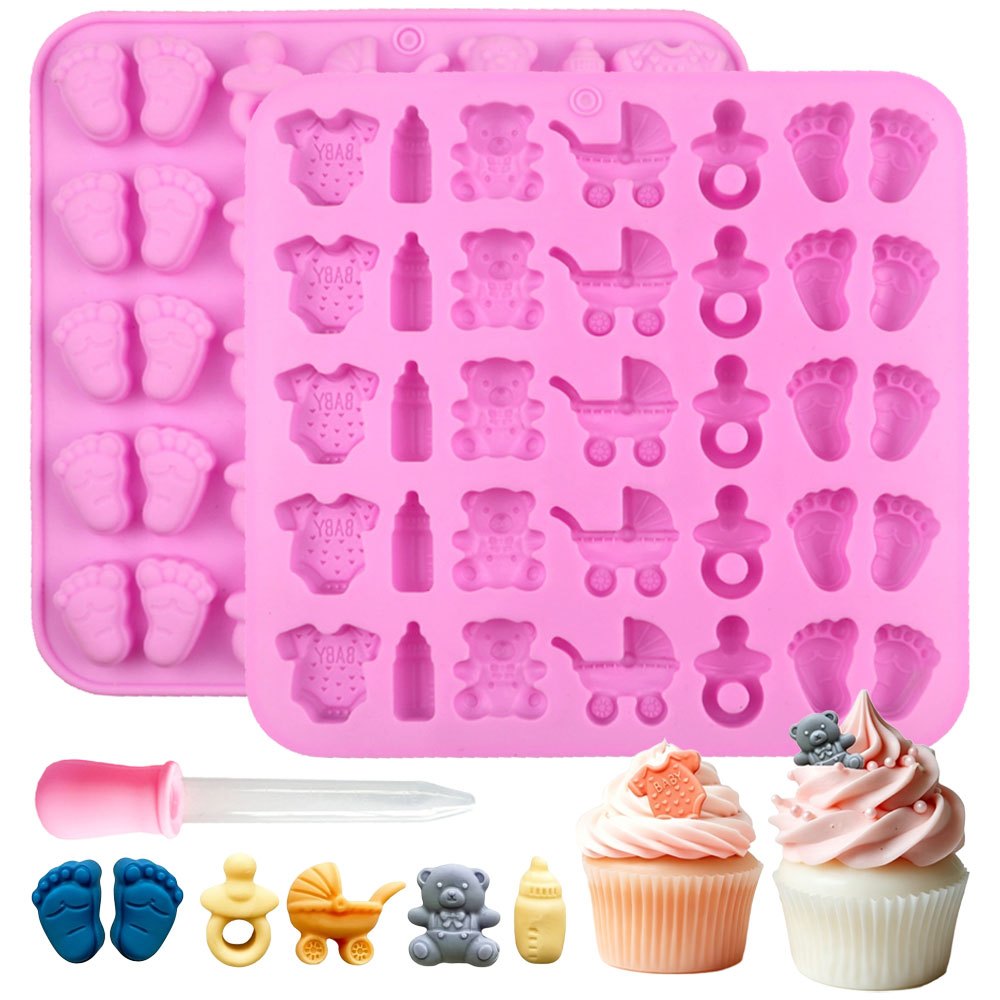 Candle Making Soy Wax - 2-delige siliconen malset, 35-delig babyvoetjes-speen-onesie met